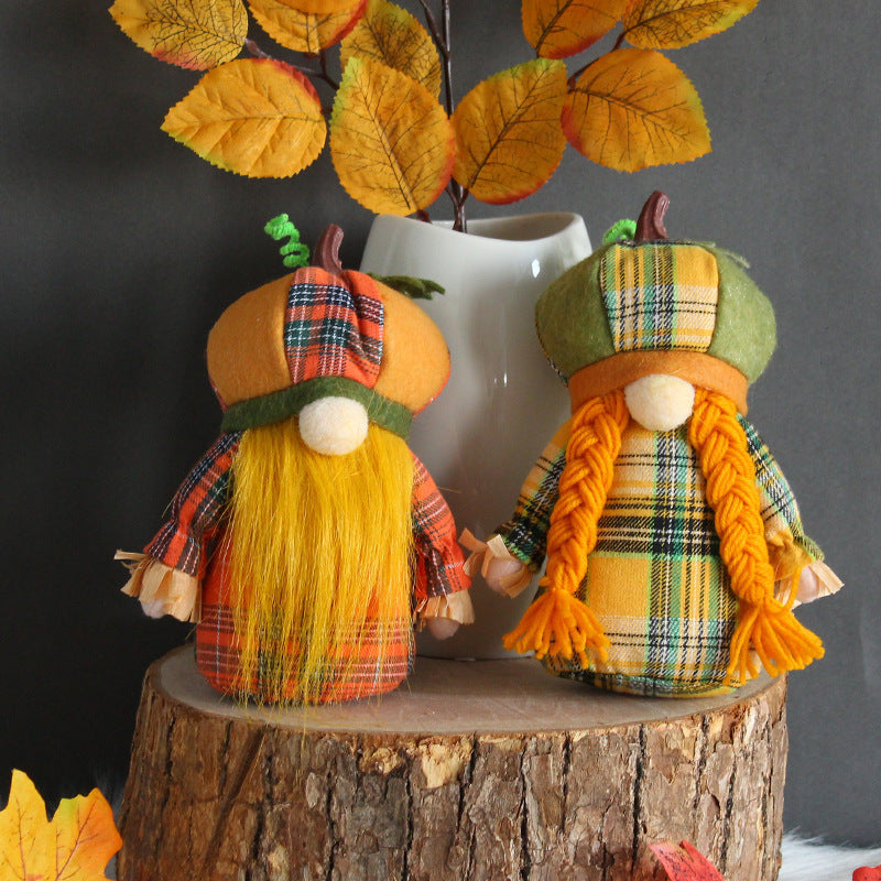 Pumpkin Hat Faceless Doll Harvest Decorations