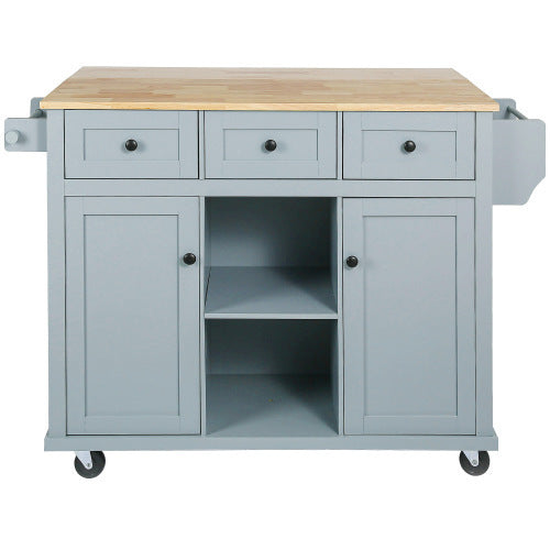 Kitchen Trolley With Rubberwood Folding Leaf Countertops