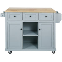 Kitchen Trolley With Rubberwood Folding Leaf Countertops