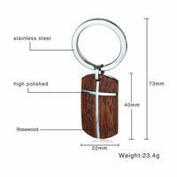 Rosewood cross key chain