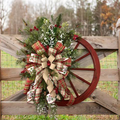 Christmas Holiday Decoration Farmhouse Wagon Wheel