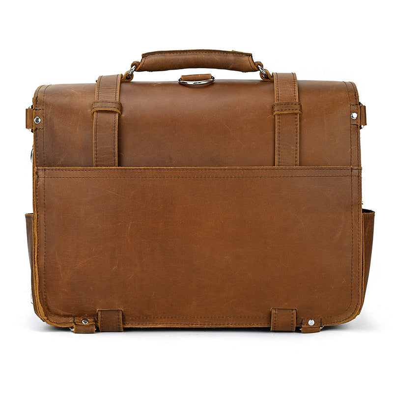 Retro Travel Bag Men's Crazy Horse Leather Briefcase Bag