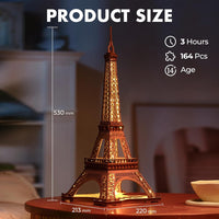 ROBOTIME Rolife Night Of The Eiffel Tower Large Wooden Puzzle With 4 Light Shows For Gift TGL01