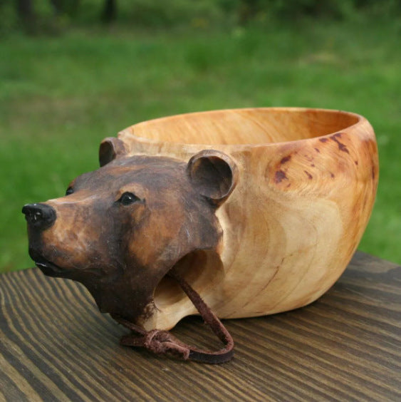 Hand Carved Cup Scandinavian Kuksa Wooden Mug Camping Gear Coffee Cup Kuksa Guksi Kuksa Wild Boar Cups Christmas