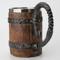 Stainless Steel Liner Mug, Large-handle Large Wooden Barrel Water Mug