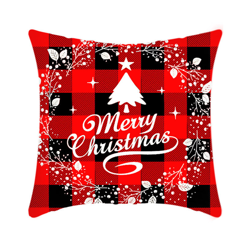 Merry Christmas Cushion Cover 45cm Elk Santa Claus Short Plush Sofa Pillow Cover Home Decor Pillowcase Christmas Decoration