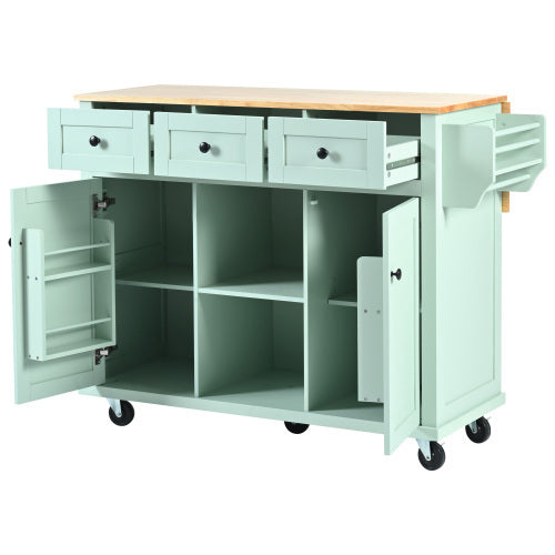 Kitchen Trolley With Rubberwood Folding Leaf Countertops