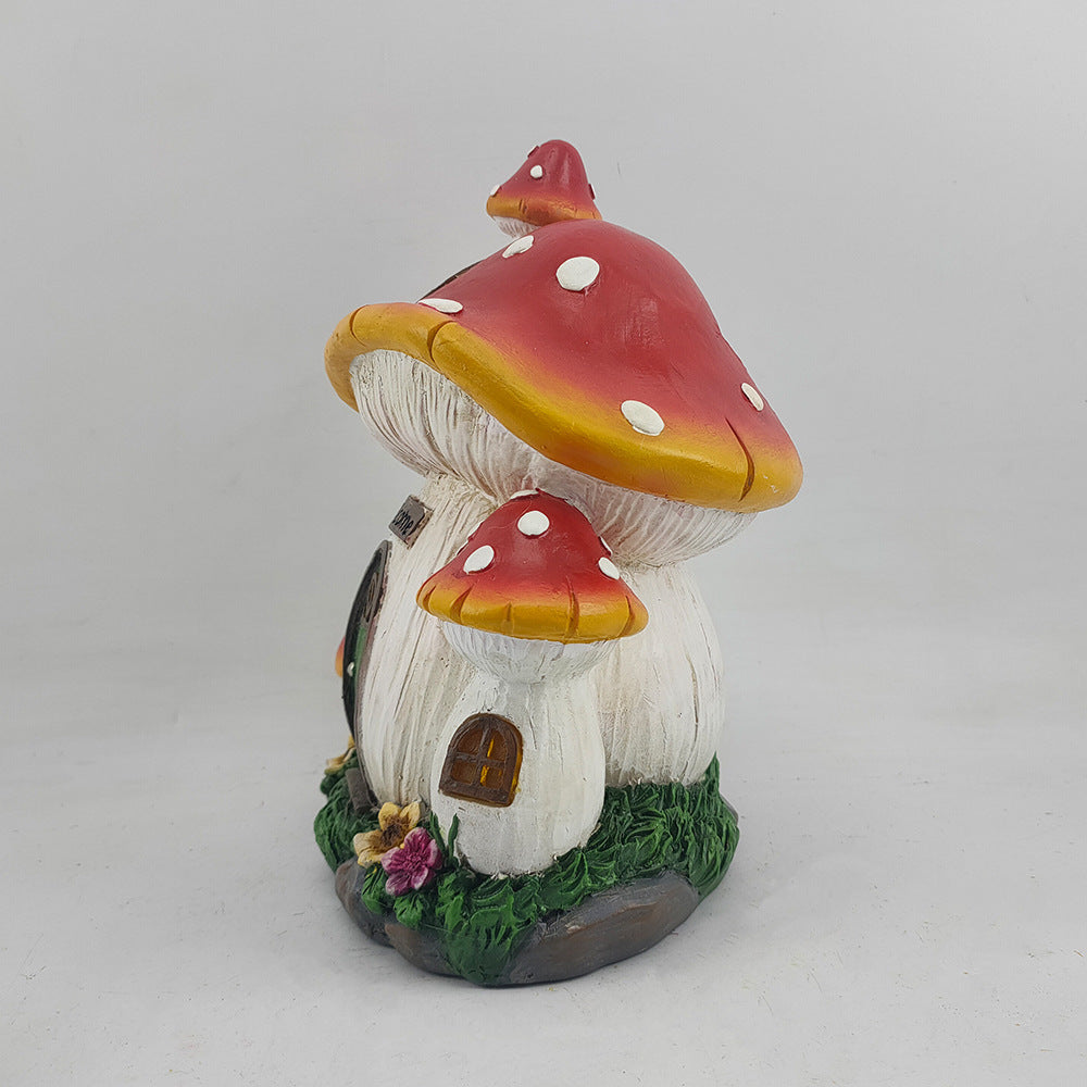 Garden Mushroom House Resin Decorations Courtyard Lawn Decoration Solar Energy