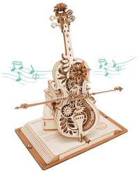 Robotime ROKR Magic Cello Mechanical Music Box Moveable Stem 3D Wooden Puzzle AMK63