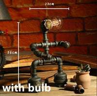 Robot Table Lamp Vintage Loft Iron Pipe