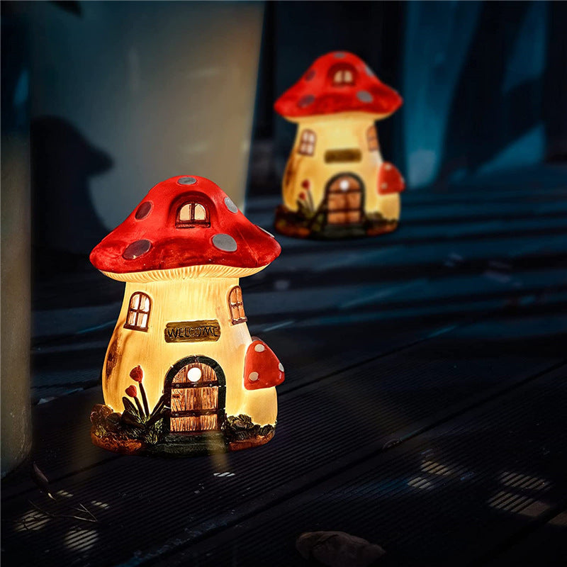 Mushroom House Solar Lamp Resin Handicraft Garden