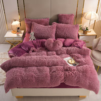 Plush Thickened Warm Mink Fur Four-piece Set