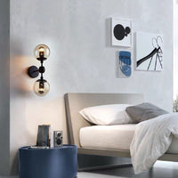 Glass Wall Lamp Iron Double-headed Simple Living Room Study Bedroom Bedside Corridor Aisle Light