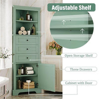 Green Triangular High Cabinet With 3 Drawers And Adjustable Shelves