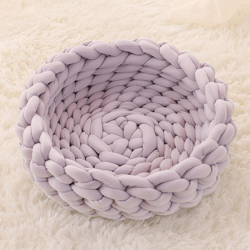 Cat Sleeping Basket Bed Round Fluffy Comfortable Touch Pet Products