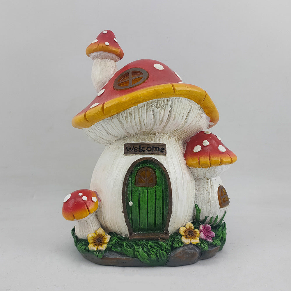 Garden Mushroom House Resin Decorations Courtyard Lawn Decoration Solar Energy