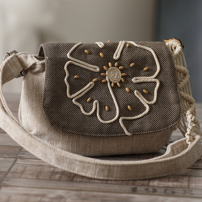 Style Lightweight Crossbody Woven Canvas Women's Bag