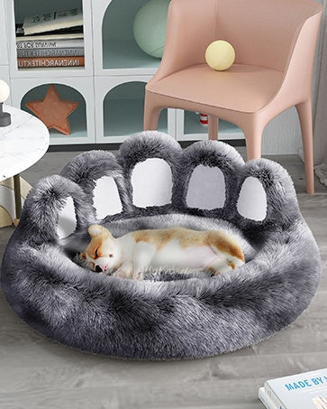 Bear Paw Shape House  With Removable Washable Bed Mat For Deep Sleeping - Keeping Warm