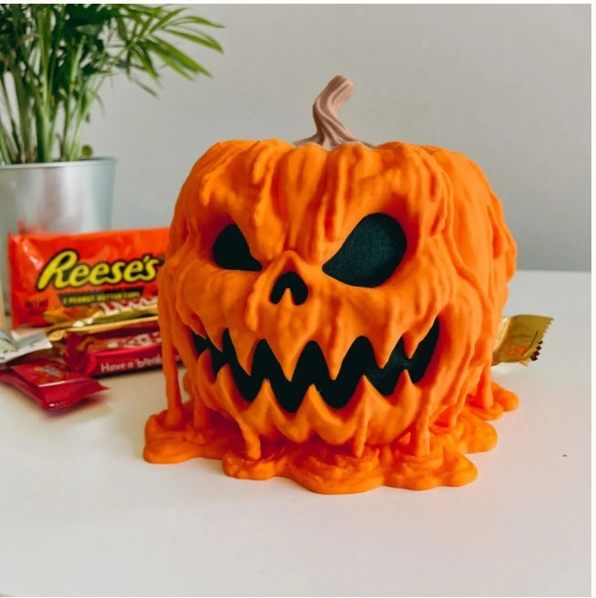 Melting Halloween Pumpkin Candy Bowl With Lid Reusable