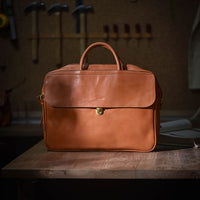 Street Vegetable Tanned Leather Men's Large Capacity Multi Compartment Briefcase