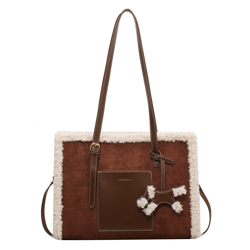 Lamb Fleece Frosted Leather Velvet Bag