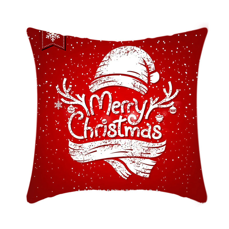 Merry Christmas Cushion Cover 45cm Elk Santa Claus Short Plush Sofa Pillow Cover Home Decor Pillowcase Christmas Decoration