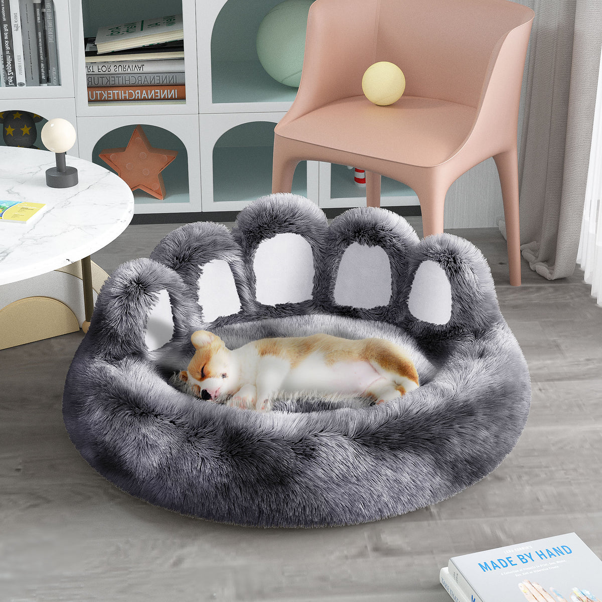 Bear Paw Shape House  With Removable Washable Bed Mat For Deep Sleeping - Keeping Warm