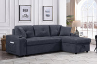 Convertible Sectional Sofa With Armrest Storage