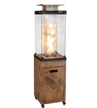 New Product Faux Woodgrain Tempered Glass Outdoor Propane Gas Fire Heater