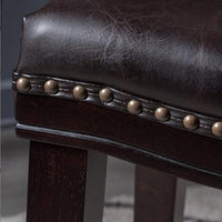 Contemporary Upholstered Saddle Counter Stool With Nailhead Trim Dark Brown