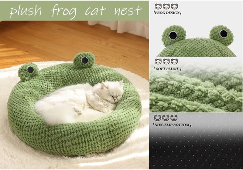 Cartoon Frog Shape Cat Bed House Cat Bed Comfortable Indoor For Cats Or Small Dogs Kennel Cute Pet Cat Nest Cat Nest For Puppy Kitten Rabbit