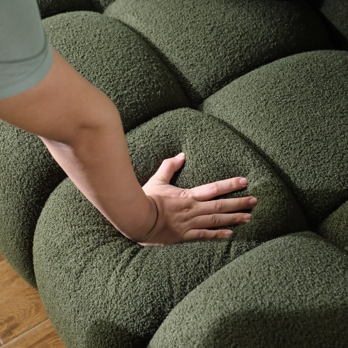 64.98 Length ,35.83 Deepth ,human Body Structure For USA People, Marshmallow Sofa,boucle Sofa ,2 Seater, LIGHT BROWN BOUCLE