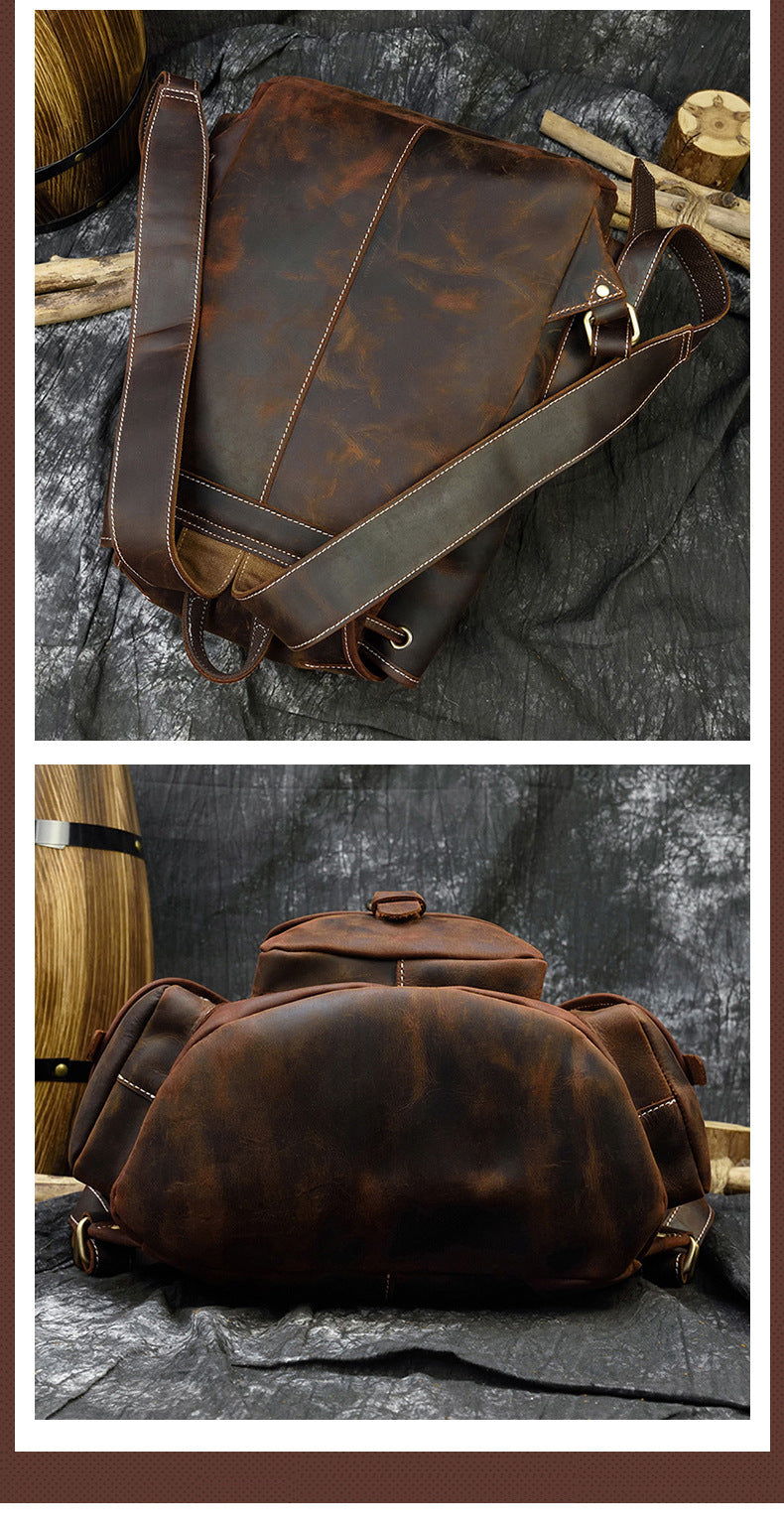 Retro Men's Cowhide Casual Backpack