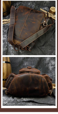 Retro Men's Cowhide Casual Backpack