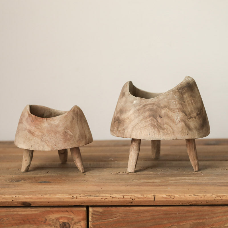 Wooden Round Goblet Snack Tray Crafts