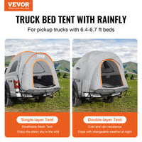 VEVOR Truck Bed Tent, 6.4-6.7 Pickup Truck Tent With Rain Layer And Carry Bag, Waterproof PU2000mm Double Layer Truck Tent, Accommodate 2-3 Person, For Camping Traveling Outdoor Activities