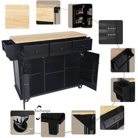 Kitchen Trolley With Rubberwood Folding Leaf Countertops