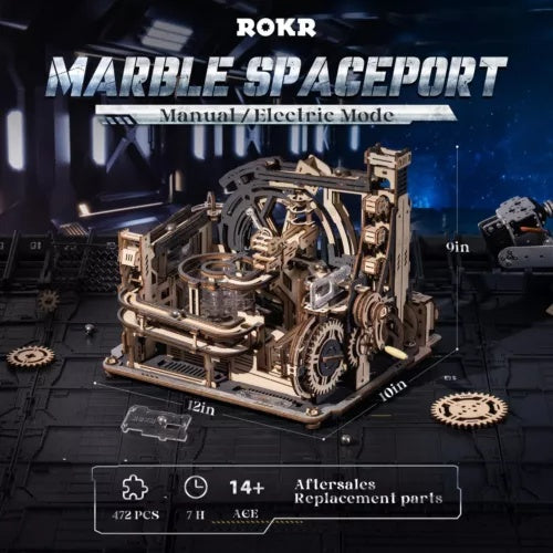 ROKR Marble Run Electric Spaceport 3D Wooden Puzzle Toys Games Boy Xmas Gift