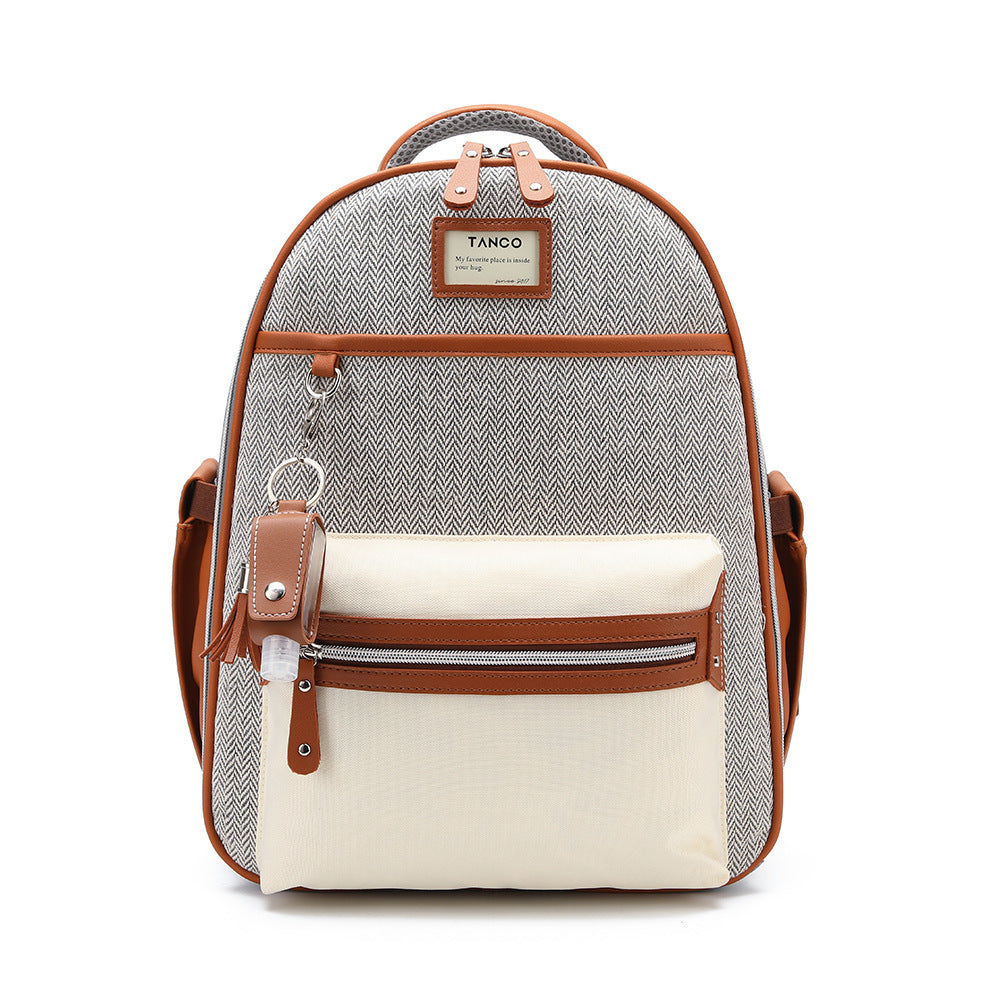 Canvas Mommy Bag With Leather Backpack