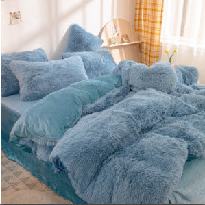 Plush Thickened Warm Mink Fur Four-piece Set