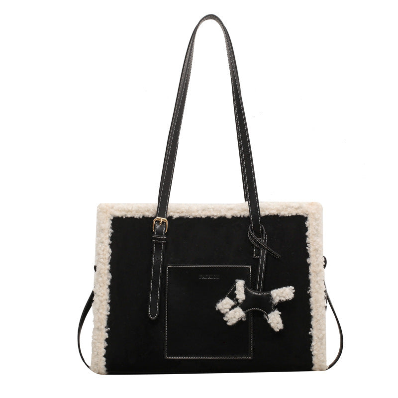 Lamb Fleece Frosted Leather Velvet Bag