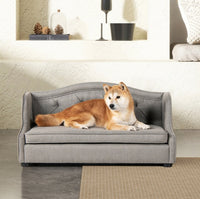 Robin 35 Tufted Wingback Pet Sofa Bed, Medium, Uptown Gray Stain Resistant High Performance Polyester