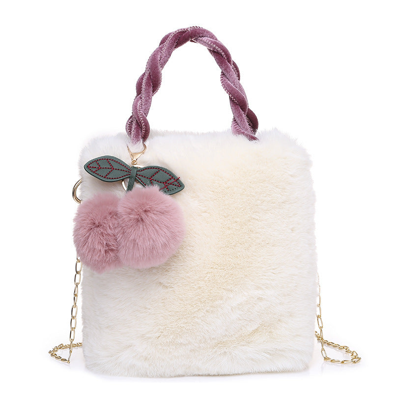 Plush Hand-carrying Bag Large Capacity Furry Shoulder Messenger Bag