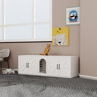 Modern Cat Litter Box Furniture With Double Room, Wooden Cat Litter Box Furniture With Cat Door