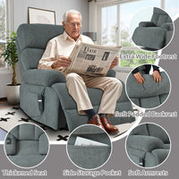 Oversized Power Lift Recliner Chair For Elderly, Electric Fabric Recliner Chair For Seniors, Home Theater Seating,Reclining Sofa Chair With Remote Control,Side Pocket ,Spacious SeatDark Gray