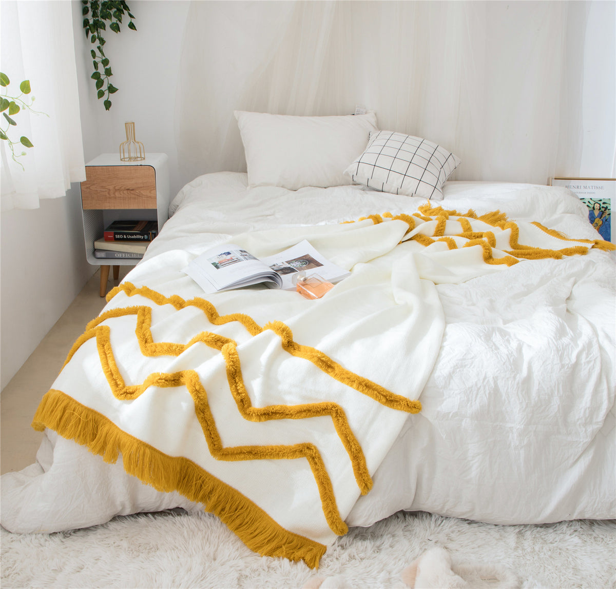 Sofa Blanket Tassel Home Furnishing Knitted Woolen Blanket