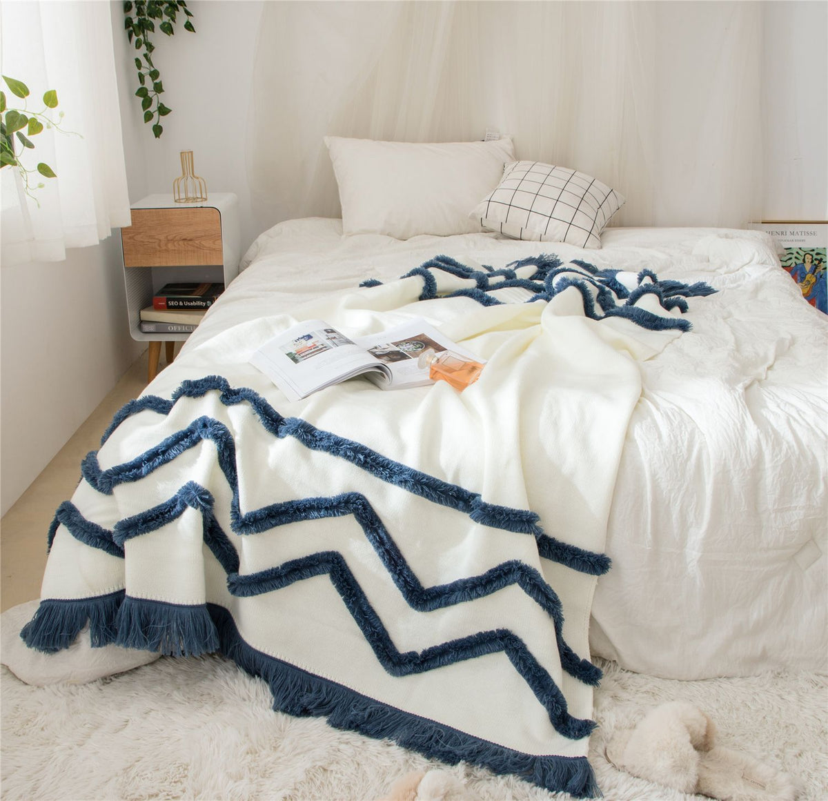 Sofa Blanket Tassel Home Furnishing Knitted Woolen Blanket