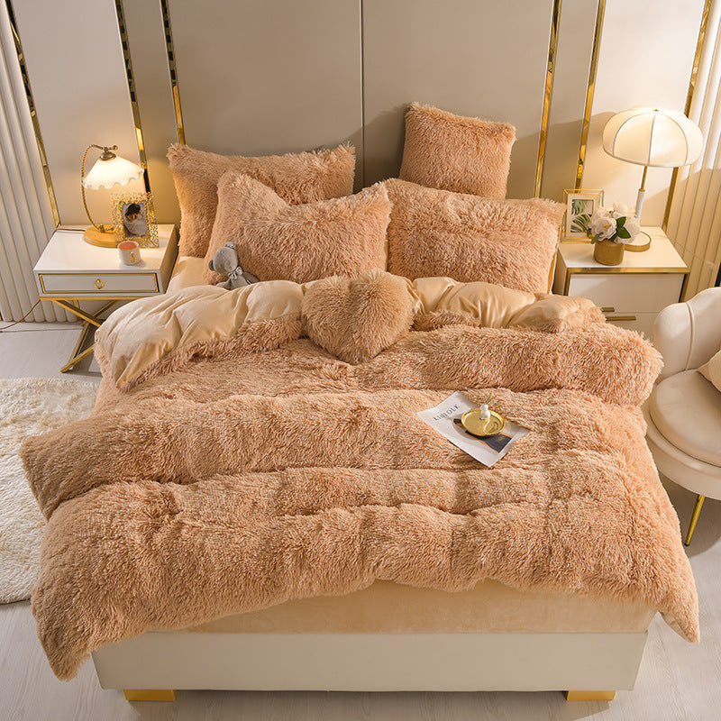 Plush Thickened Warm Mink Fur Four-piece Set