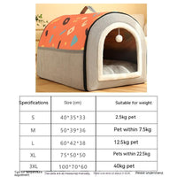 Warm Semi-enclosed Removable And Washable Two-color Geometric Pattern House Kennel