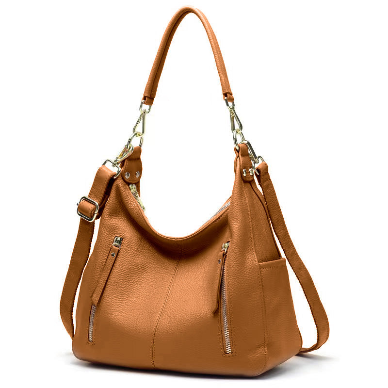 Women's Simple Head Layer Cowhide Leather Cross Shoulder Bag